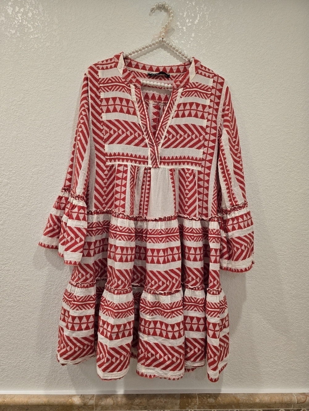 Devotion ELLA SHORT RED OFFWHITE Dress Tunic Small - Picture 5 of 11